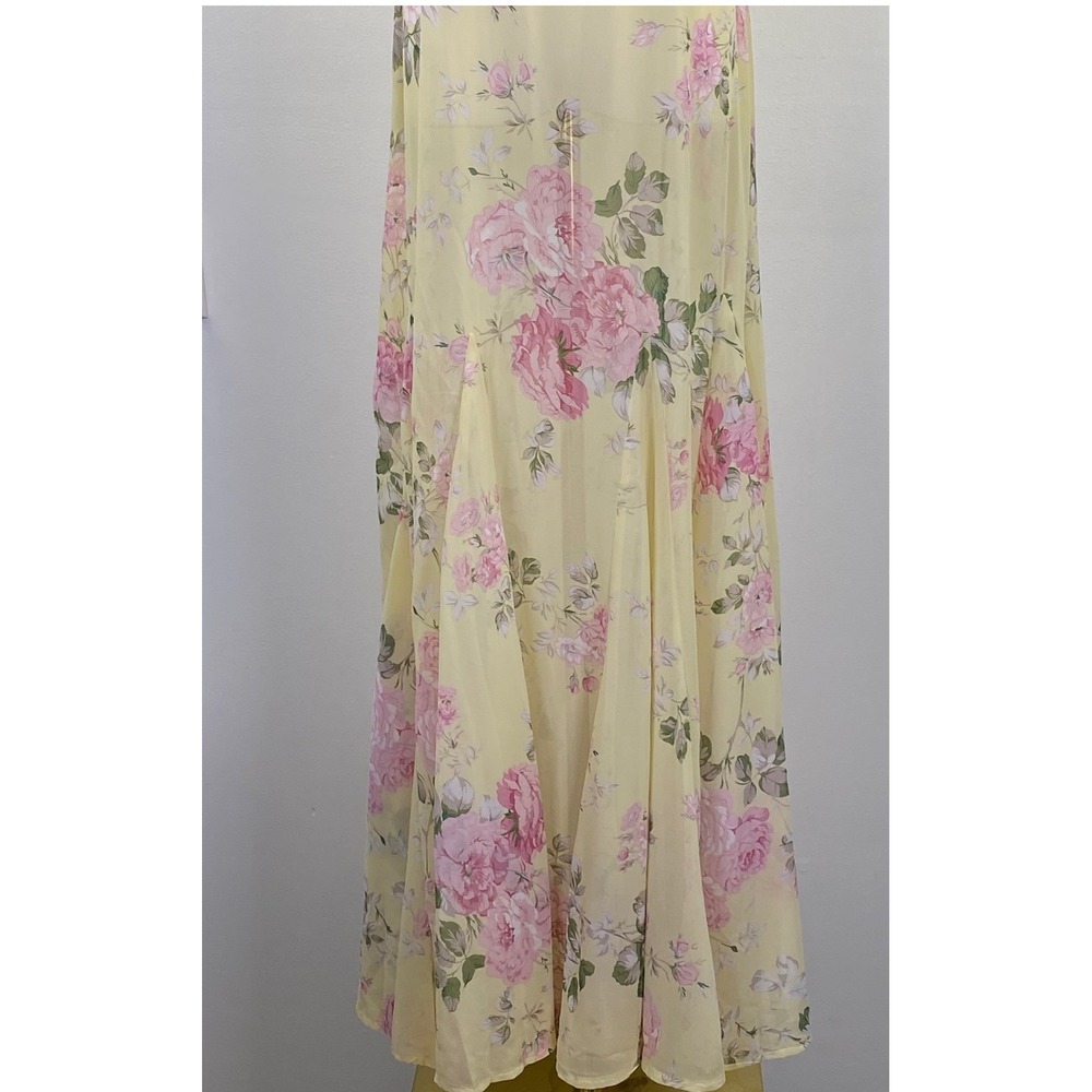 Petal & Pup Keani Maxi Dress M Yellow Pink Floral Wedding Guest Chiffon Boho - Picture 6 of 10